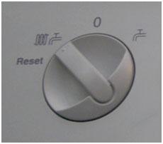 Selector switch (shown with the heating and hot water switched on)