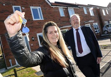 Tenant Kate Thompson with Cllr Jim Foreman